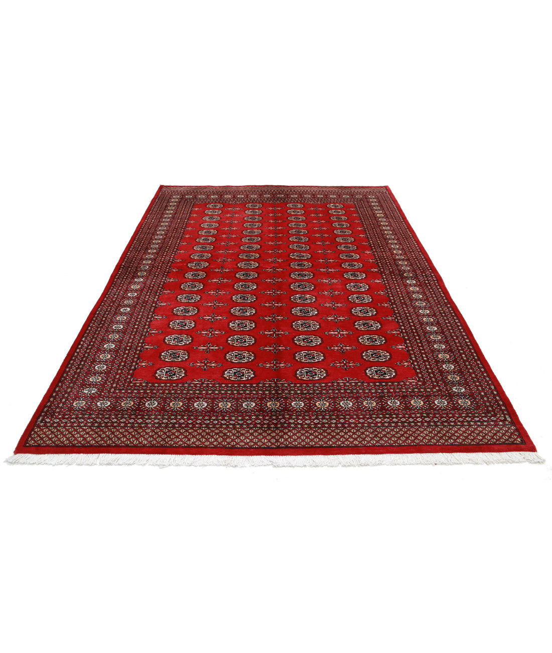 Hand Knotted Tribal Bokhara Wool Rug - 6'1'' x 8'7'' 6'1'' x 8'7'' (183 X 258) / Red / Black