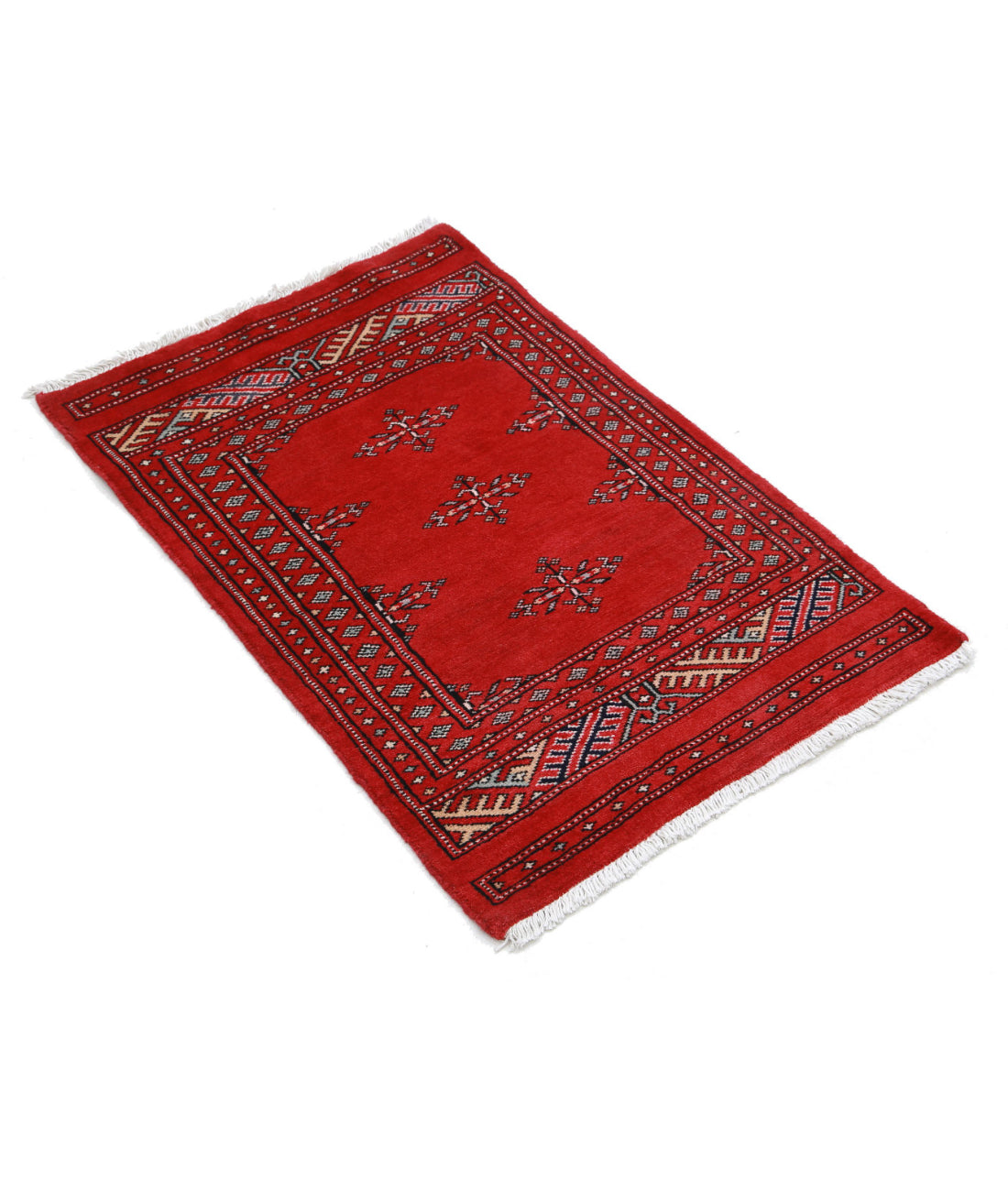 Hand Knotted Tribal Bokhara Wool Rug - 2'0'' x 3'0'' 2'0'' x 3'0'' (60 X 90) / Red / Red