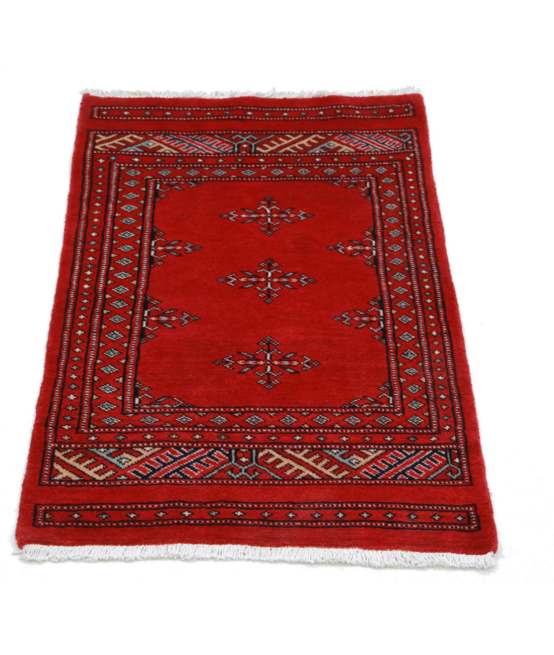 Hand Knotted Tribal Bokhara Wool Rug - 2'0'' x 3'0'' 2'0'' x 3'0'' (60 X 90) / Red / Red