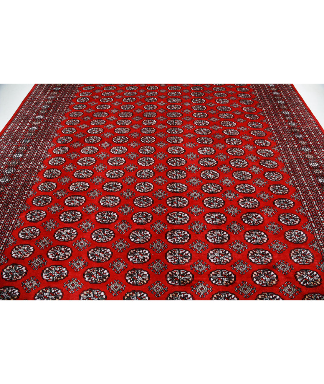 Hand Knotted Tribal Bokhara Wool Rug - 9'11'' x 13'8'' 9'11'' x 13'8'' (298 X 410) / Red / Taupe