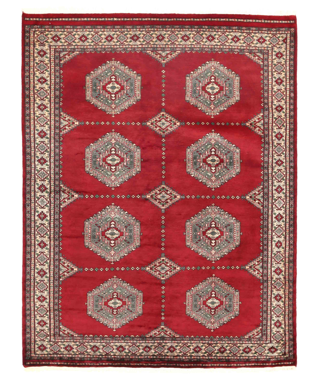 Hand Knotted Bokhara Wool Rug  - 5&#39; 7&quot; X 7&#39; 4&quot; 5&#39; 7&quot; X 7&#39; 4&quot; (170 X 224) / Burgundy / Beige