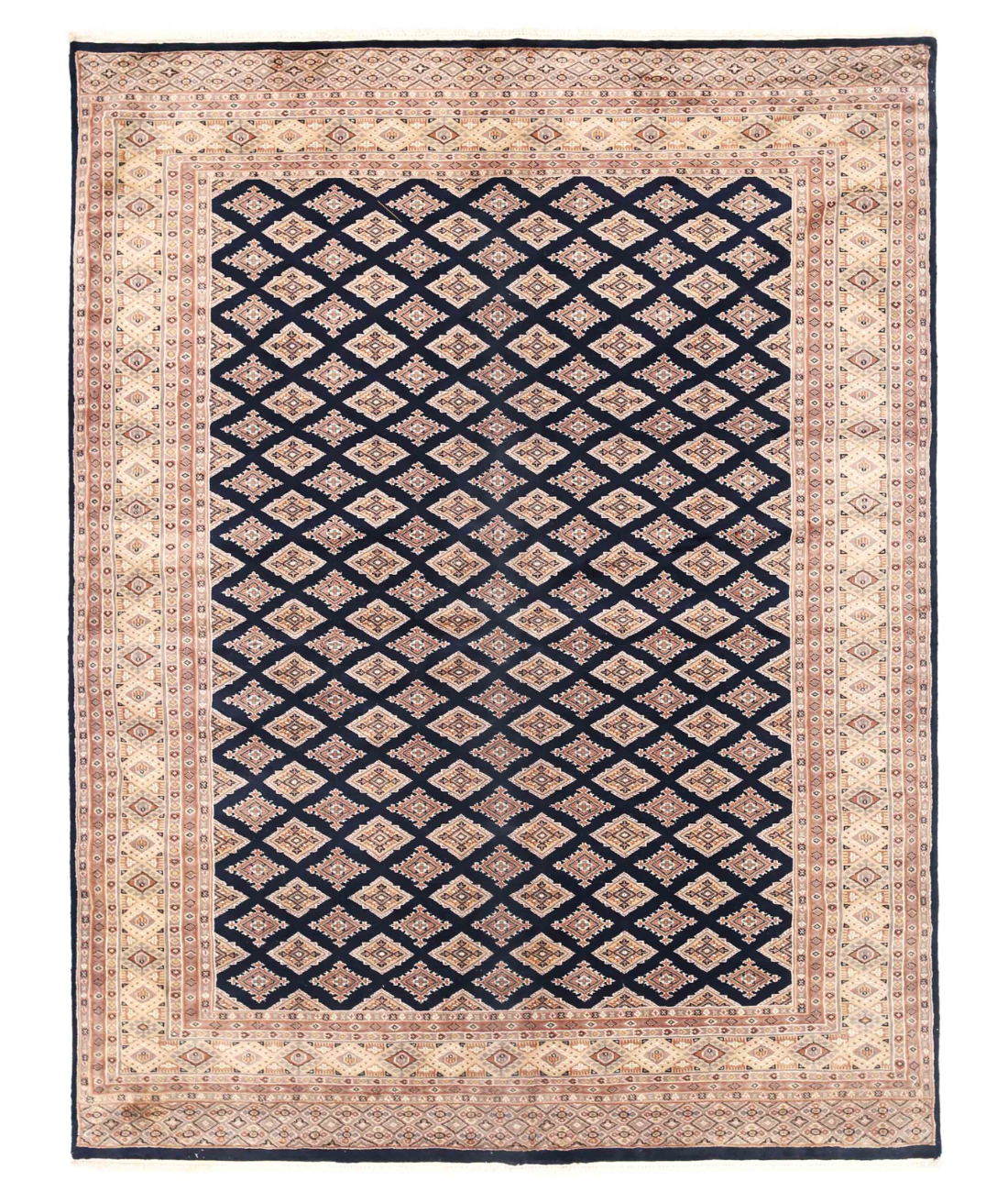 Hand Knotted Bokhara Wool Rug  - 6' 5" X 8' 5" 6' 5" X 8' 5" (196 X 257) / Black / Beige