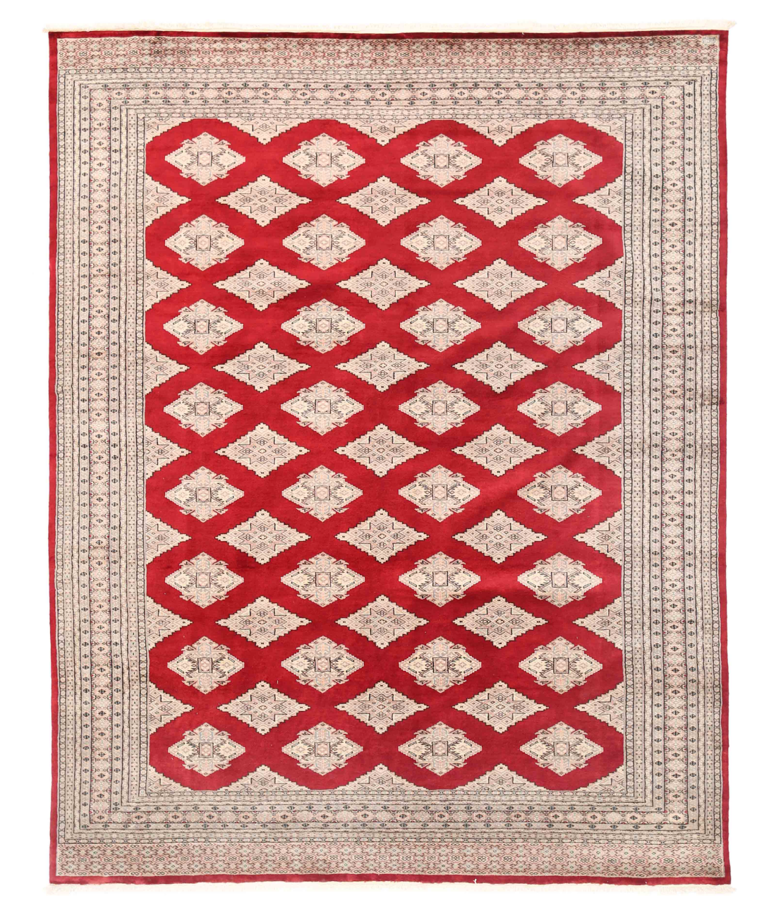 Hand Knotted Bokhara Wool Rug  - 7&#39; 10&quot; X 10&#39; 0&quot; 7&#39; 10&quot; X 10&#39; 0&quot; (239 X 305) / Red / Grey