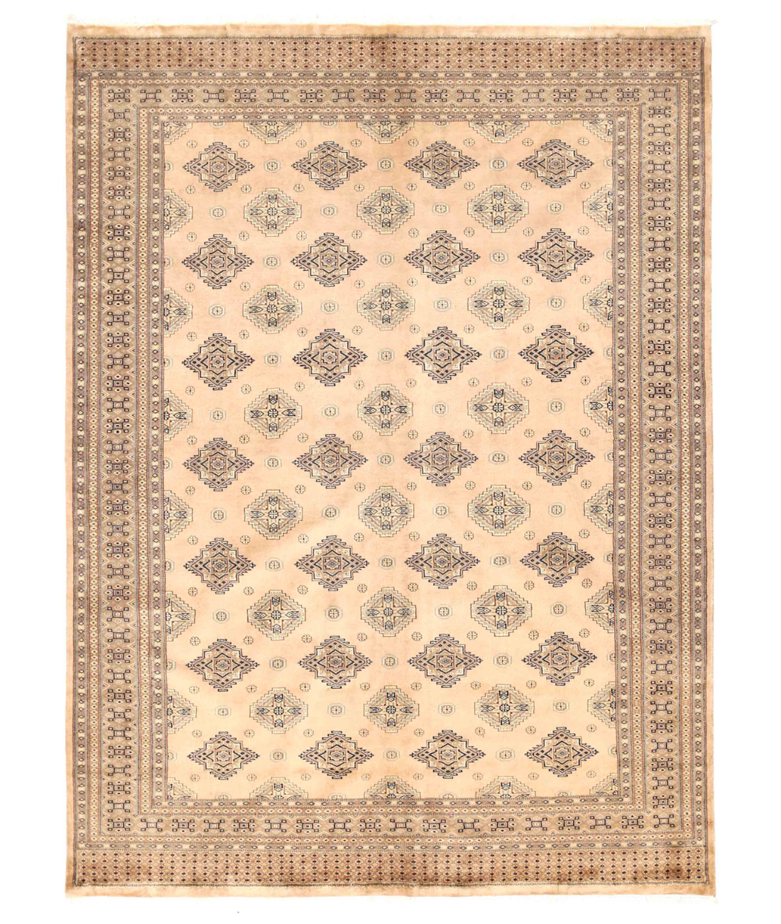 Hand Knotted Bokhara Wool Rug  - 6&#39; 7&quot; X 9&#39; 0&quot; 6&#39; 7&quot; X 9&#39; 0&quot; (201 X 274) / Beige / Black