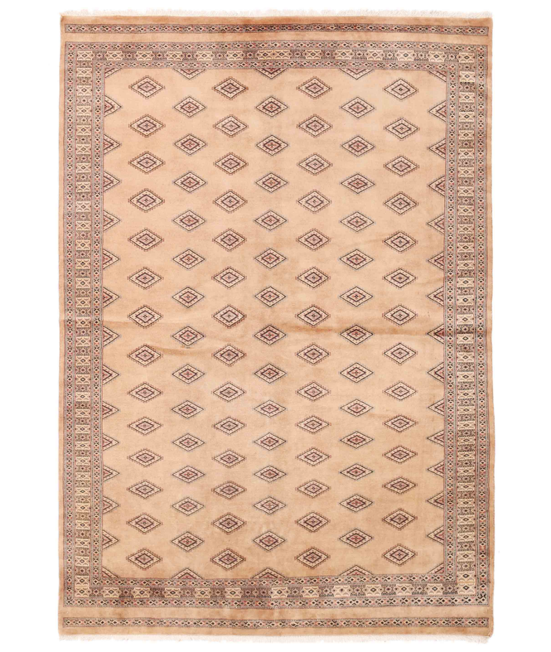 Hand Knotted Bokhara Wool Rug  - 5&#39; 6&quot; X 8&#39; 0&quot; 5&#39; 6&quot; X 8&#39; 0&quot; (168 X 244) / Beige / Black