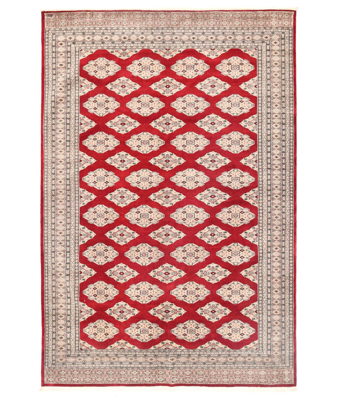 Hand Knotted Bokhara Wool Rug  - 6&#39; 2&quot; X 9&#39; 0&quot; 6&#39; 2&quot; X 9&#39; 0&quot; (188 X 274) / Red / Taupe