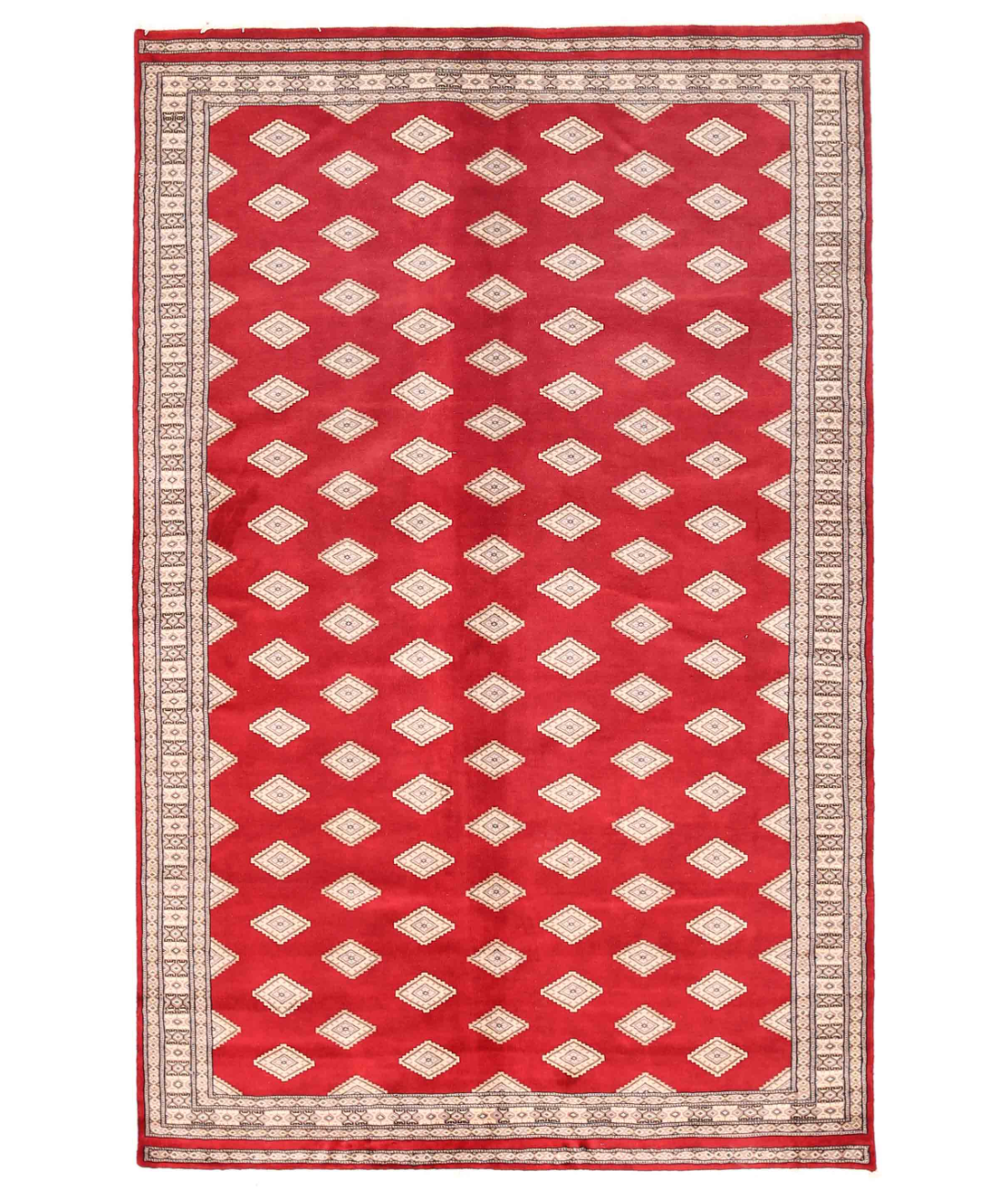 Hand Knotted Bokhara Wool Rug  - 5&#39; 6&quot; X 8&#39; 7&quot; 5&#39; 6&quot; X 8&#39; 7&quot; (168 X 262) / Burgundy / Beige