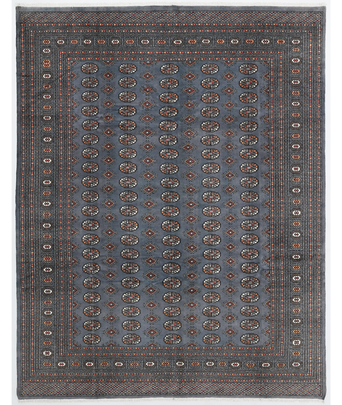 Hand Knotted Bokhara Wool Rug  - 7&#39; 11&quot; X 10&#39; 1&quot; 7&#39; 11&quot; X 10&#39; 1&quot; (241 X 307) / Blue / Ivory