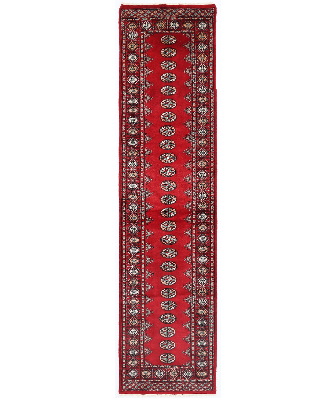 Hand Knotted Bokhara Wool Rug  - 2&#39; 7&quot; X 10&#39; 4&quot; 2&#39; 7&quot; X 10&#39; 4&quot; (79 X 315) / Red / Ivory