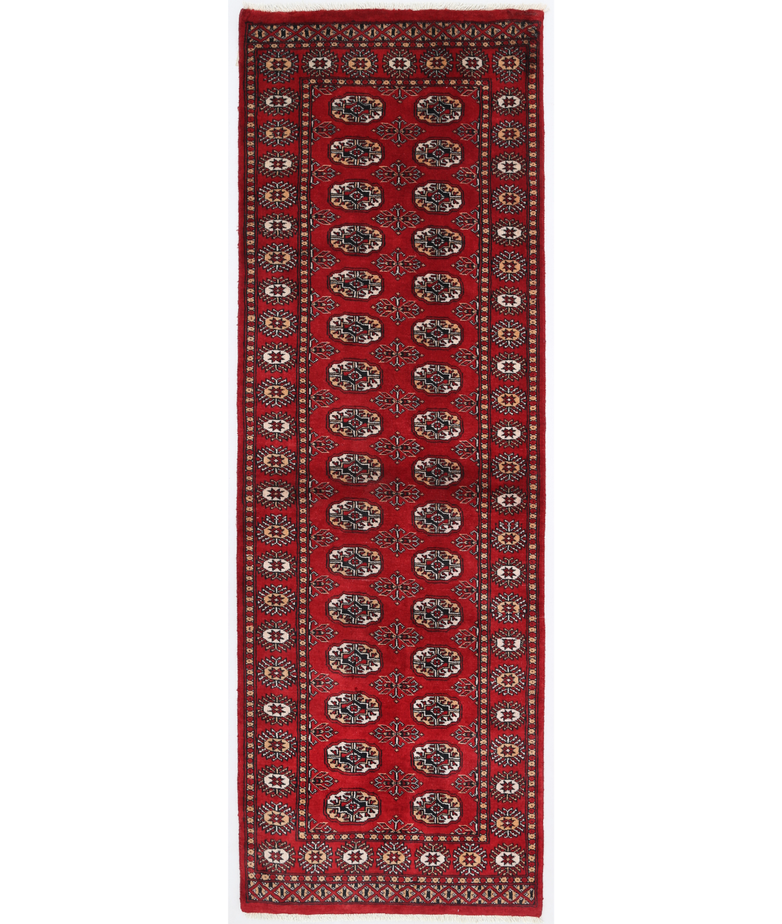 Hand Knotted Bokhara Wool Rug  - 2&#39; 9&quot; X 8&#39; 0&quot; 2&#39; 9&quot; X 8&#39; 0&quot; (84 X 244) / Red / Ivory