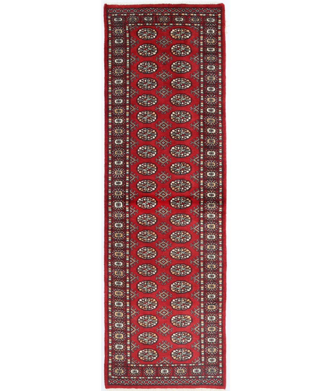 Hand Knotted Bokhara Wool Rug  - 2&#39; 8&quot; X 8&#39; 2&quot; 2&#39; 8&quot; X 8&#39; 2&quot; (81 X 249) / Red / Ivory