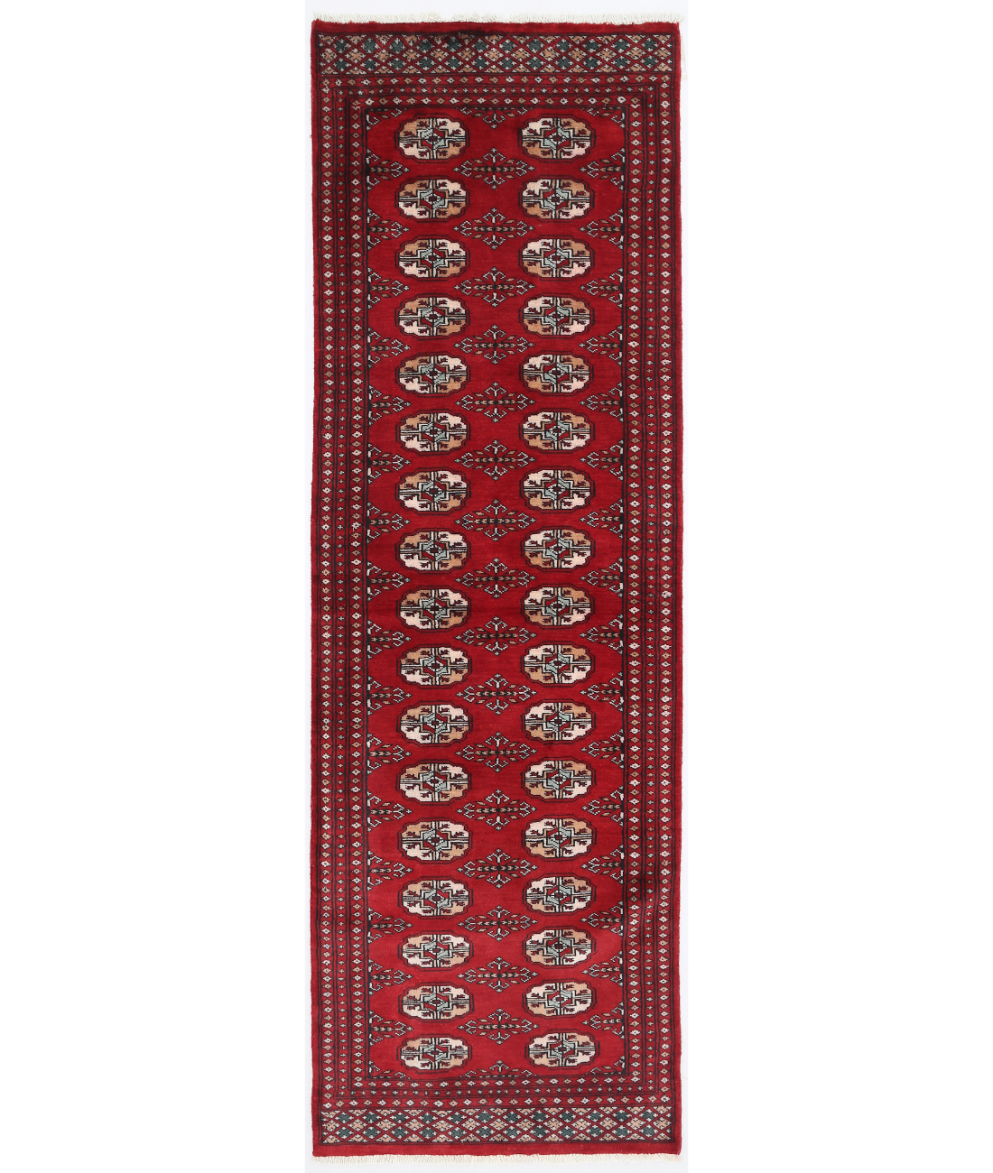 Hand Knotted Bokhara Wool Rug  - 2&#39; 6&quot; X 7&#39; 11&quot; 2&#39; 6&quot; X 7&#39; 11&quot; (76 X 241) / Red / Ivory