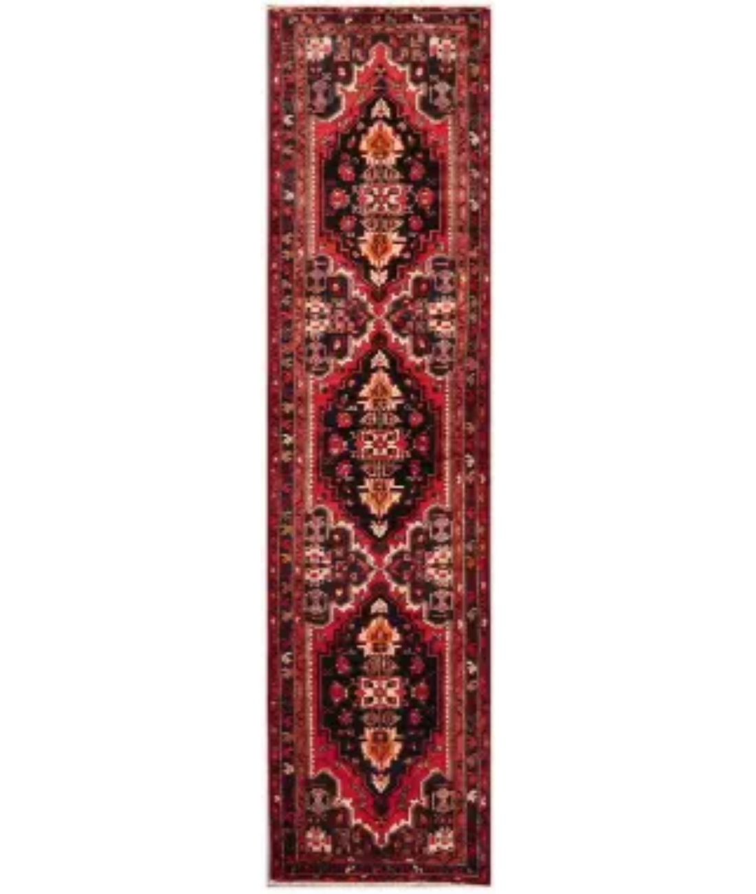 Hand Knotted Hamadan Wool Rug  - 3&#39; 3&quot; X 13&#39; 1&quot; 3&#39; 3&quot; X 13&#39; 1&quot; (99 X 399) / Red / Blue