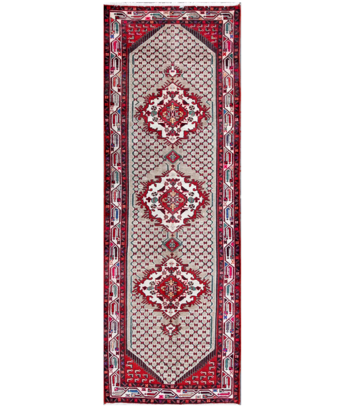 Hand Knotted Hamadan Wool Rug  - 3&#39; 6&quot; X 10&#39; 3&quot; 3&#39; 6&quot; X 10&#39; 3&quot; (107 X 312) / Brown / Beige