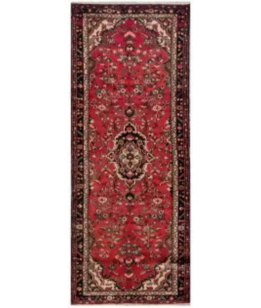 Hand Knotted Hamadan Wool Rug  - 3' 4" X 9' 11" 3' 4" X 9' 11" (102 X 302) / Red / Blue