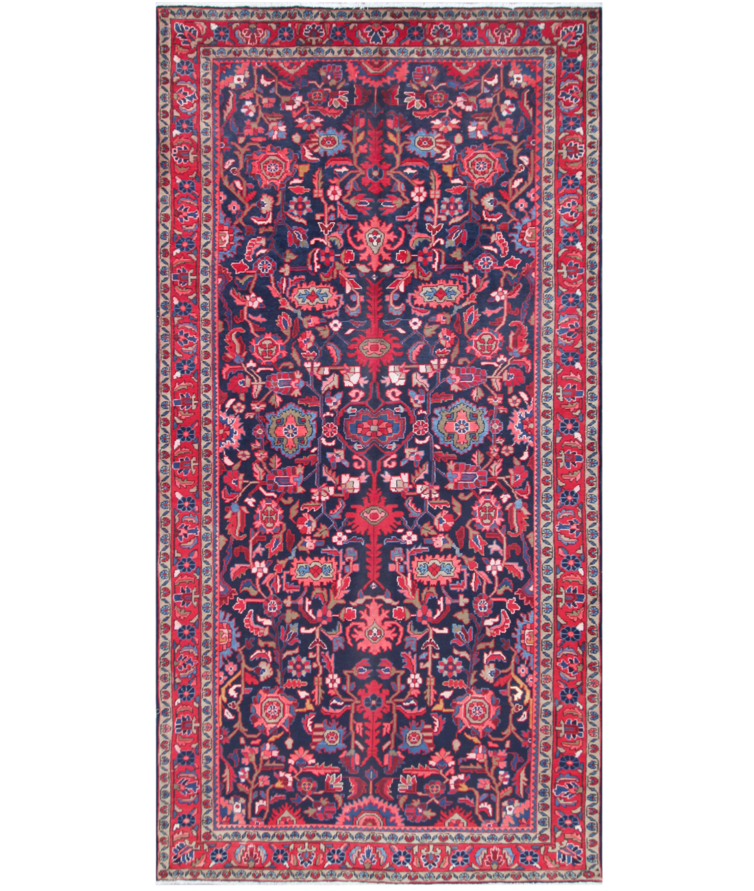 Hand Knotted Hamadan Wool Rug  - 5&#39; 8&quot; X 11&#39; 5&quot; 5&#39; 8&quot; X 11&#39; 5&quot; (173 X 348) / Blue / Red