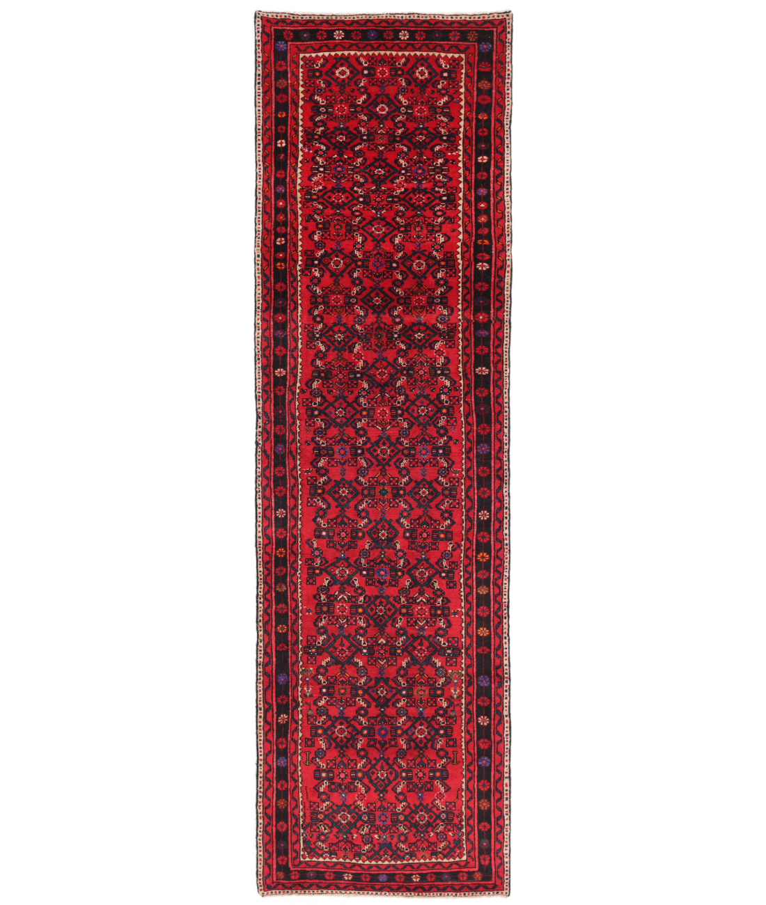 Hand Knotted Hamadan Wool Rug  - 2&#39; 10&quot; X 10&#39; 1&quot; 2&#39; 10&quot; X 10&#39; 1&quot; (86 X 307) / Red / Blue