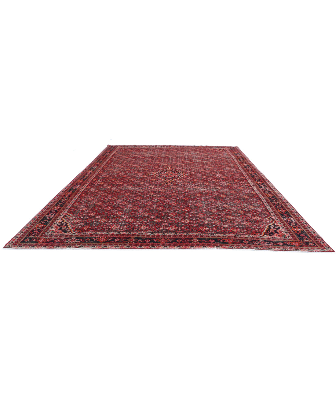 Hand Knotted Persian Hamadan Wool Rug - 11'1'' x 14'10'' 11'1'' x 14'10'' (333 X 445) / Red / Black