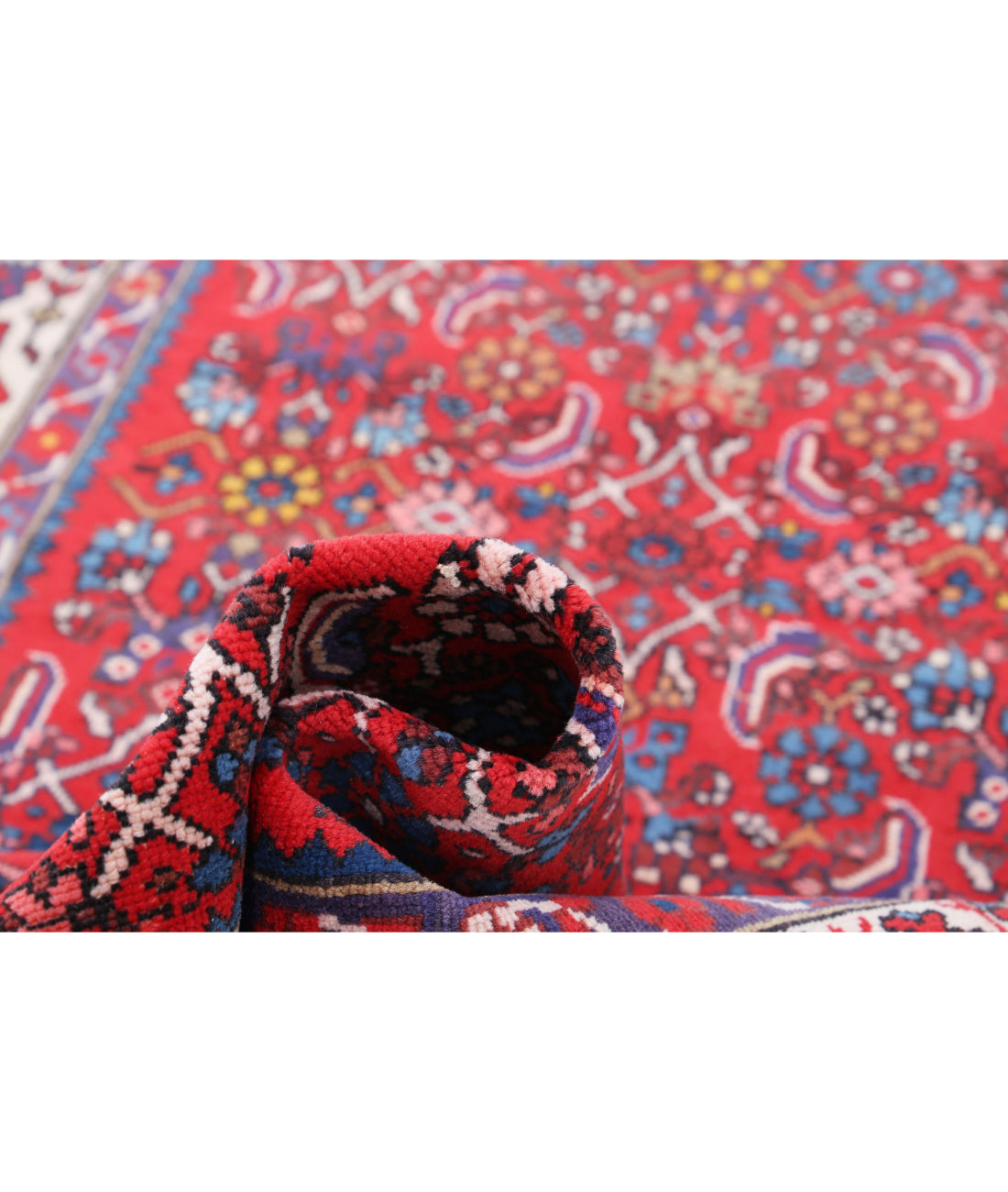 Hand Knotted Persian Hamadan Wool Rug - 4'0'' x 9'8'' 4'0'' x 9'8'' (120 X 290) / Red / Ivory