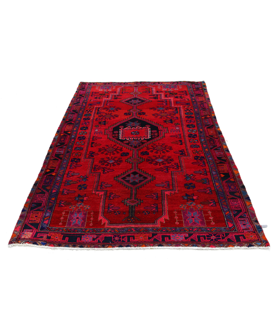 Hand Knotted Persian Hamadan Wool Rug - 4'10'' x 8'9'' 4'10'' x 8'9'' (145 X 263) / Red / Pink