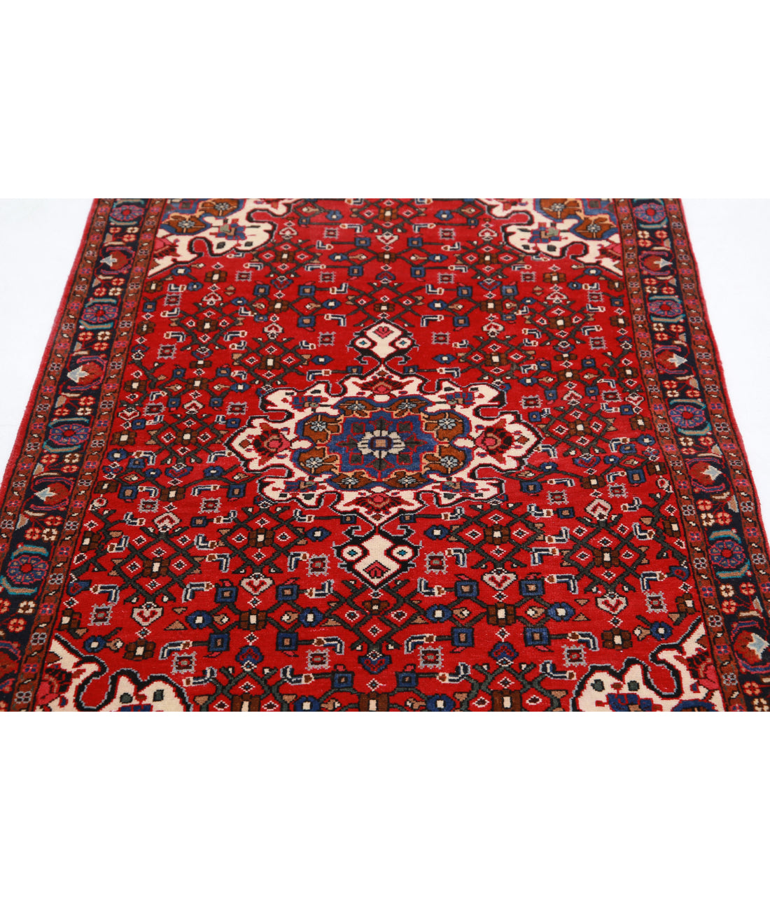 Hand Knotted Persian Hamadan Wool Rug - 3'3'' x 5'0'' 3'3'' x 5'0'' (98 X 150) / Red / Black