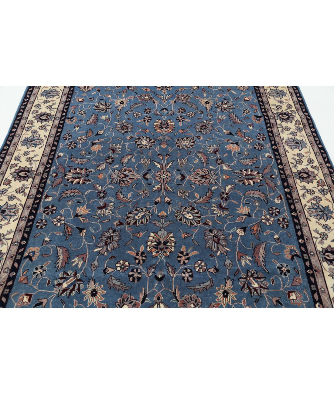 Hand Knotted Heritage Persian Style Wool Rug - 6'1'' x 9'1'' 6' 1" X 9' 1" (185 X 277) / Blue / Ivory