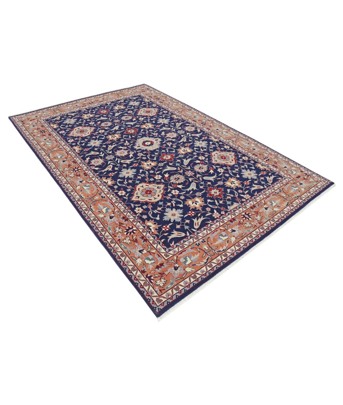 Hand Knotted Heritage Persian Style Wool Rug - 6'0'' x 9'0'' 6' 0" X 9' 0" (183 X 274) / Blue / Tan