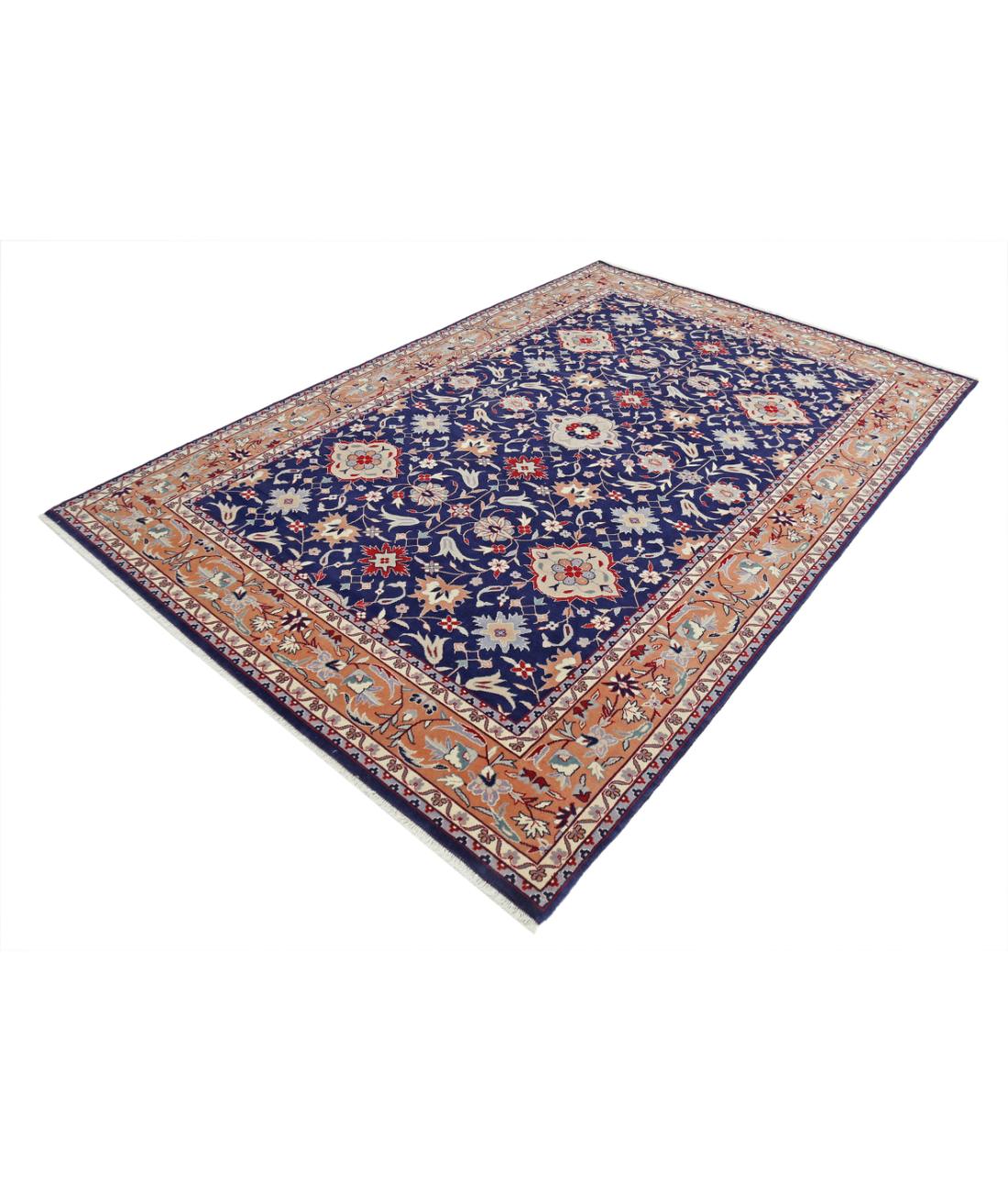 Hand Knotted Heritage Persian Style Wool Rug - 6'0'' x 9'0'' 6' 0" X 9' 0" (183 X 274) / Blue / Tan