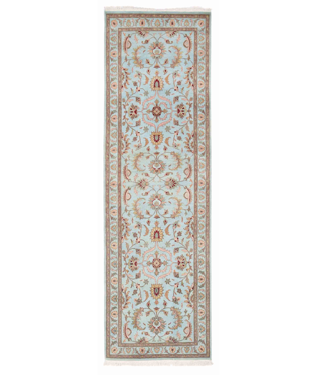 Hand Knotted Heritage Wool Rug  - 2' 6" X 8' 0" 2' 6" X 8' 0" (76 X 244) / Blue / Taupe