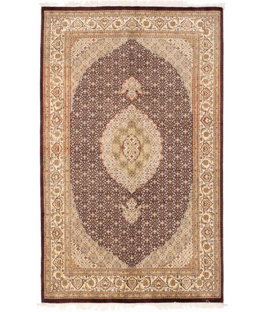 Hand Knotted Heritage Wool Rug  - 4&#39; 6&quot; X 7&#39; 5&quot; 4&#39; 6&quot; X 7&#39; 5&quot; (137 X 226) / Brown / Ivory