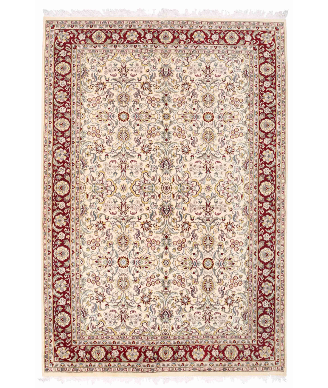 Hand Knotted Heritage Wool Rug  - 6' 1" X 9' 2" 6' 1" X 9' 2" (185 X 279) / Ivory / Red