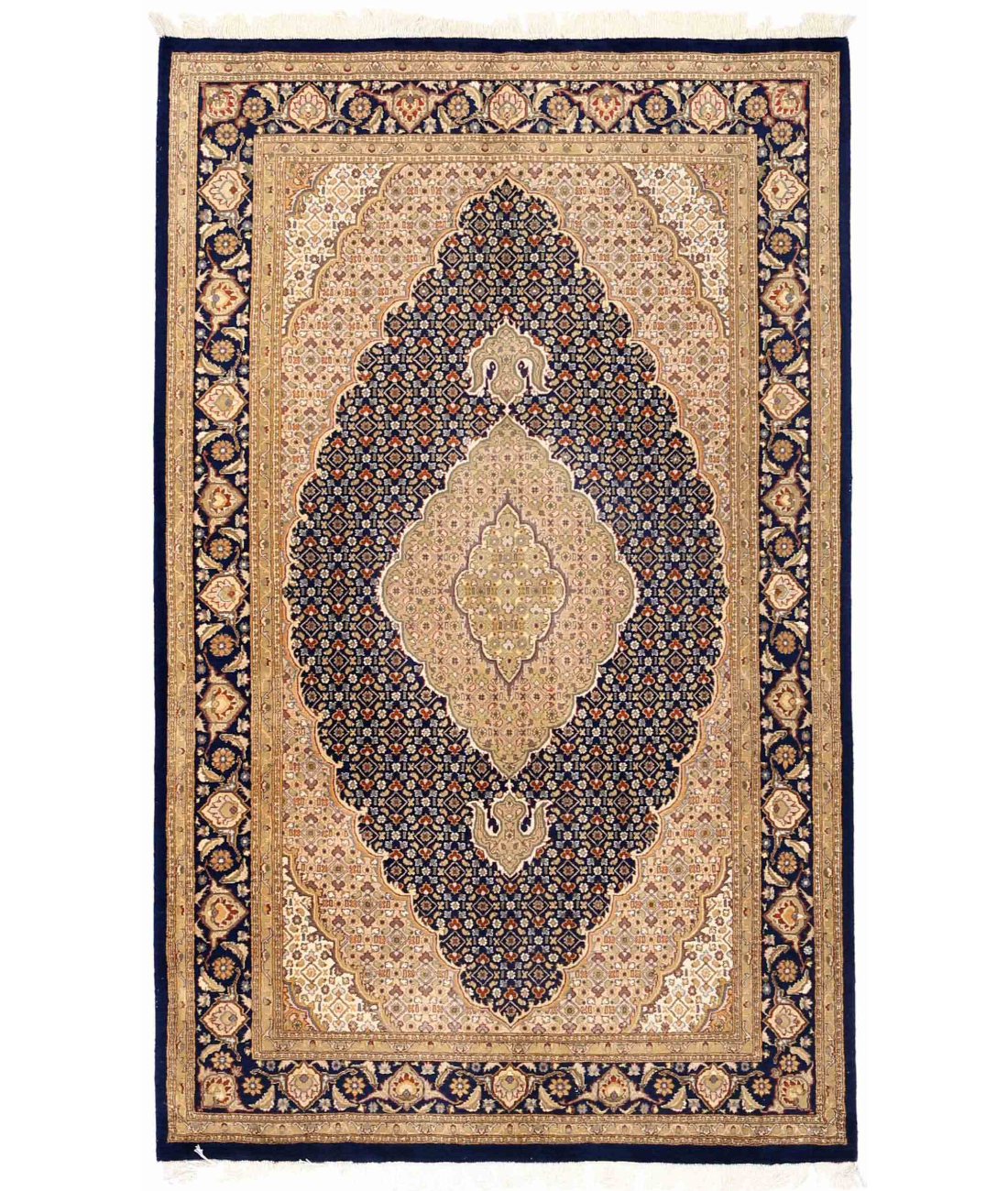 Hand Knotted Heritage Wool Rug  - 4&#39; 6&quot; X 7&#39; 2&quot; 4&#39; 6&quot; X 7&#39; 2&quot; (137 X 218) / Ivory / Blue