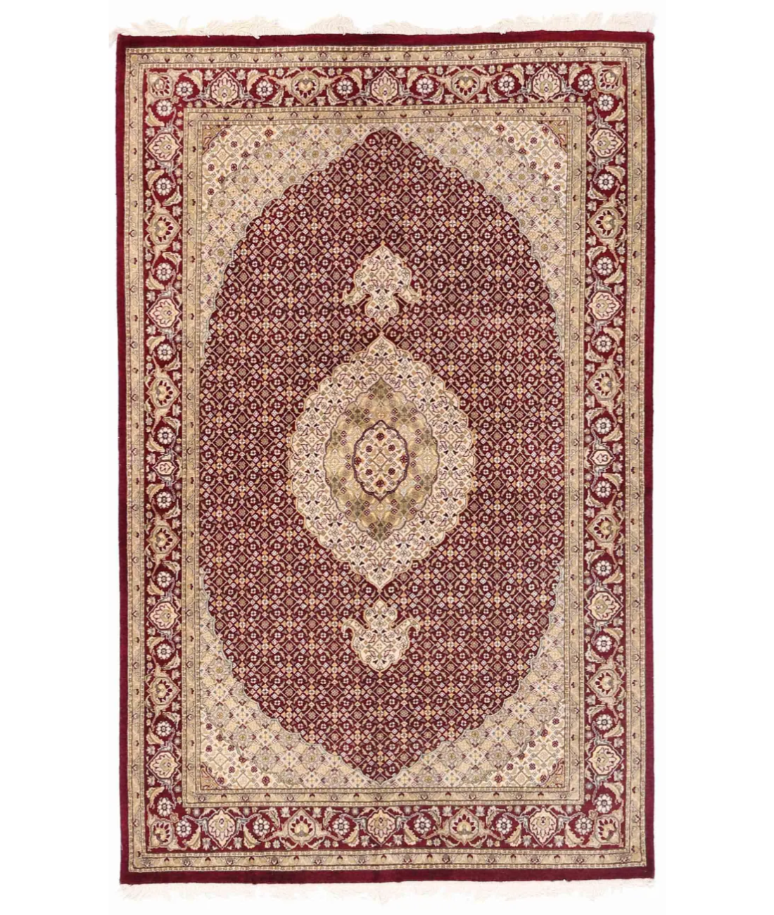 Hand Knotted Heritage Wool Rug  - 4&#39; 6&quot; X 7&#39; 3&quot; 4&#39; 6&quot; X 7&#39; 3&quot; (137 X 221) / Ivory / Red