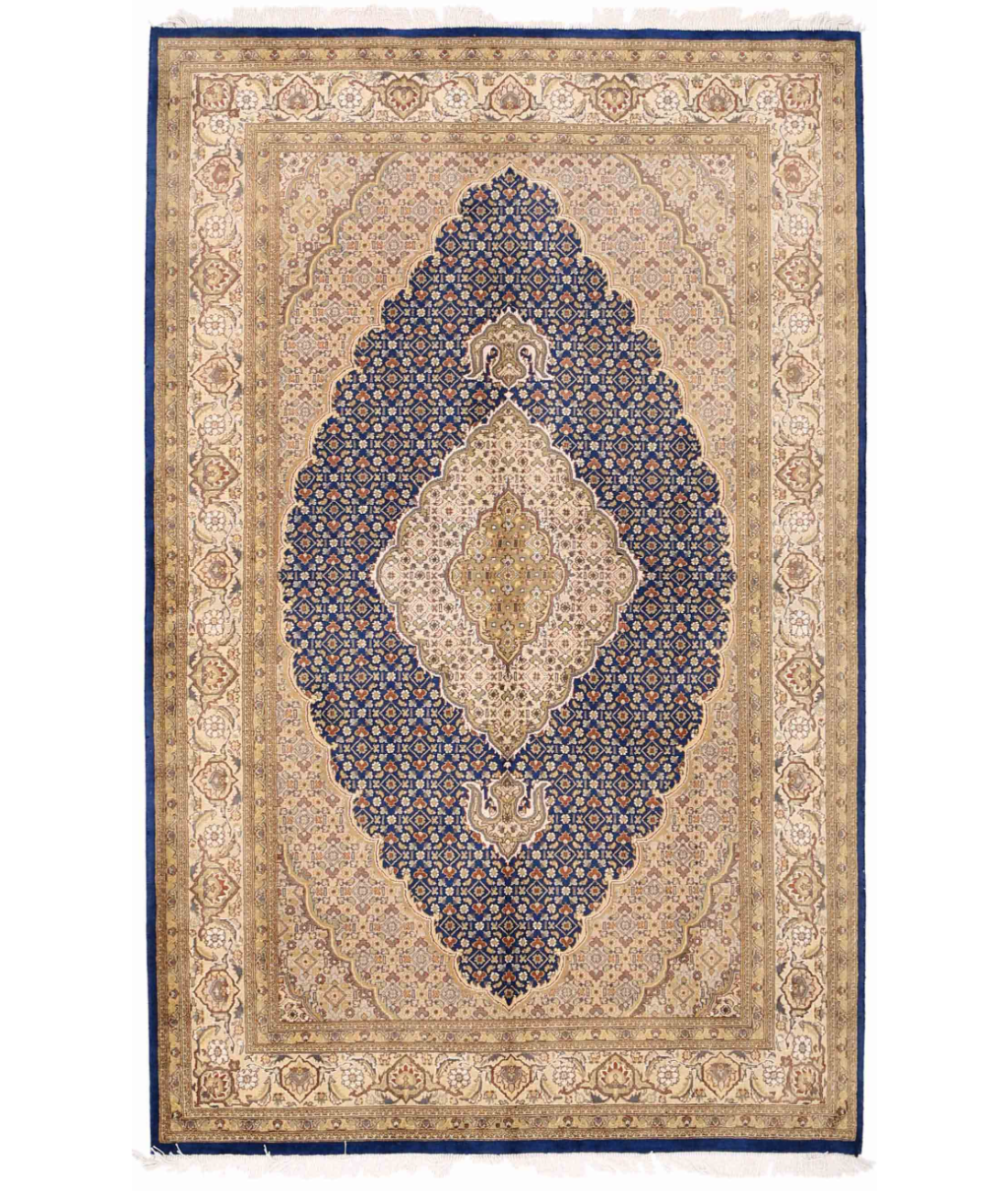 Hand Knotted Heritage Wool Rug  - 4&#39; 8&quot; X 7&#39; 6&quot; 4&#39; 8&quot; X 7&#39; 6&quot; (142 X 229) / Blue / Ivory