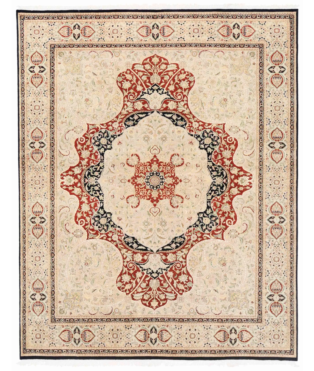 Hand Knotted Heritage Wool & Silk Rug  - 8' 0" X 10' 2" 8' 0" X 10' 2" (244 X 310) / Rust / Black