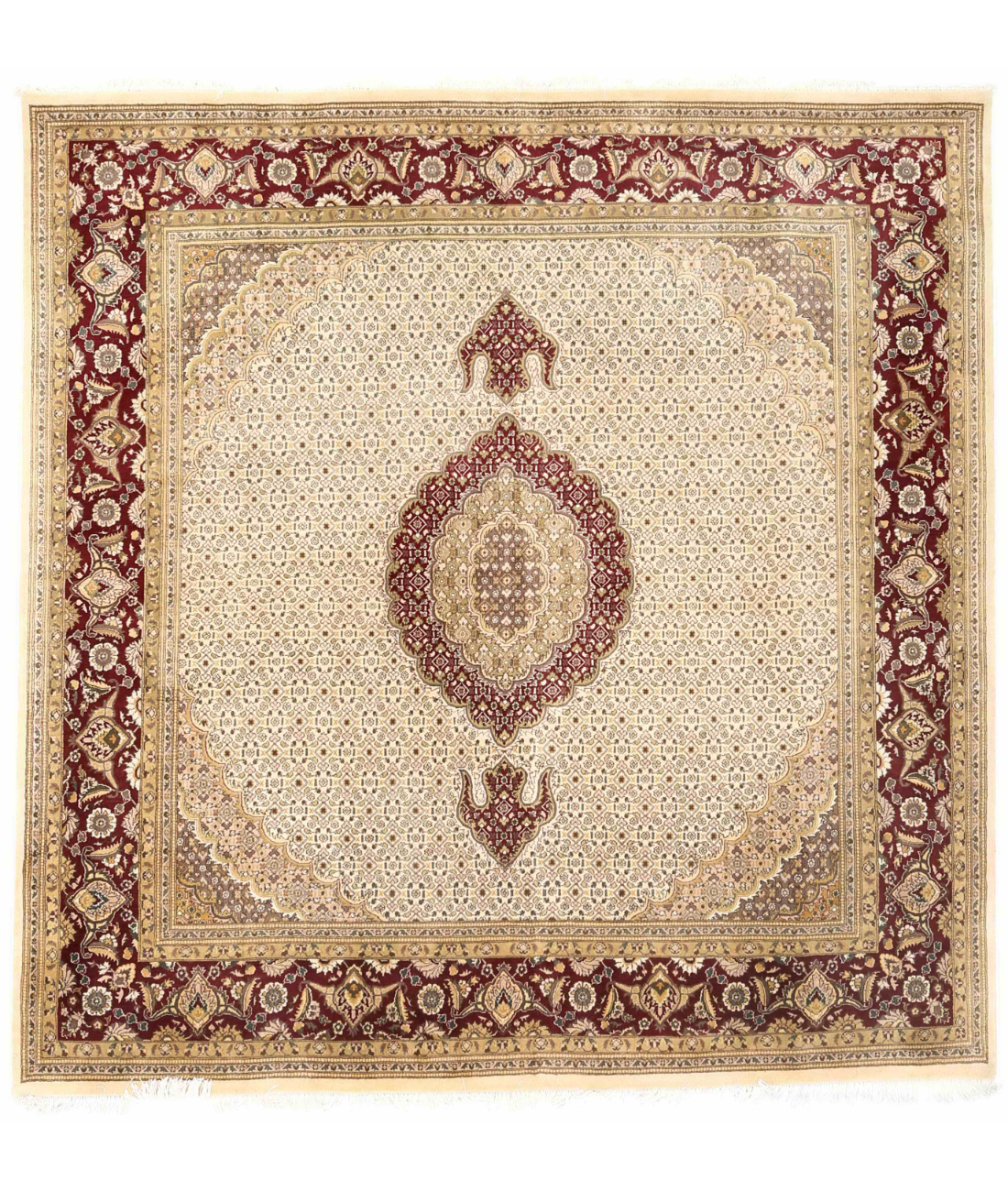 Hand Knotted Heritage Wool &amp; Silk Rug  - 8&#39; 0&quot; X 8&#39; 1&quot; 8&#39; 0&quot; X 8&#39; 1&quot; (244 X 246) / Ivory / Red