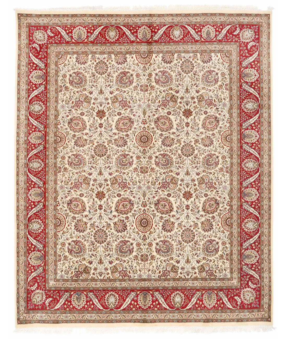 Hand Knotted Heritage Wool &amp; Silk Rug  - 8&#39; 2&quot; X 10&#39; 2&quot; 8&#39; 2&quot; X 10&#39; 2&quot; (249 X 310) / Ivory / Red