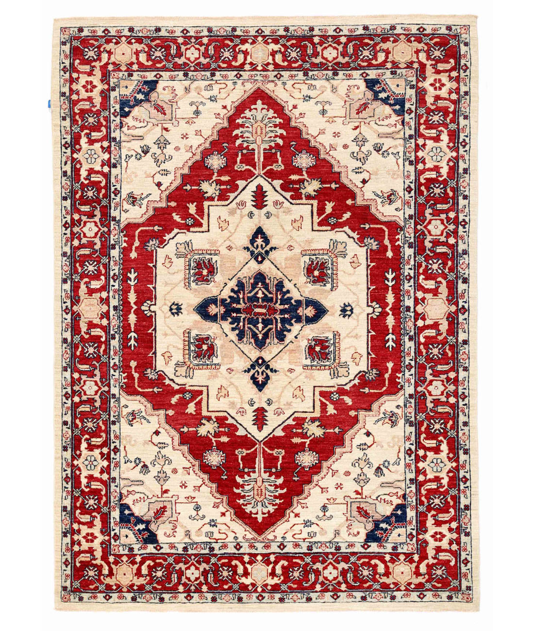 Hand Knotted Heriz Wool Rug  - 5&#39; 6&quot; X 7&#39; 10&quot; 5&#39; 6&quot; X 7&#39; 10&quot; (168 X 239) / Ivory / Red