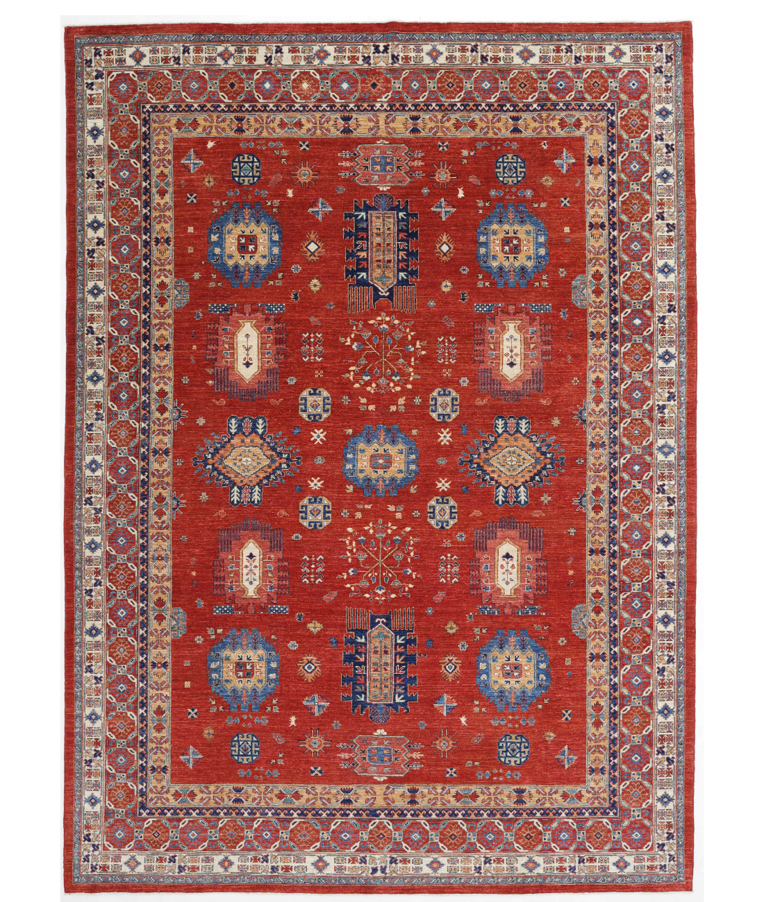 Hand Knotted Humna Wool Rug  - 10&#39; 0&quot; X 13&#39; 7&quot; 10&#39; 0&quot; X 13&#39; 7&quot; (305 X 414) / Red / Blue