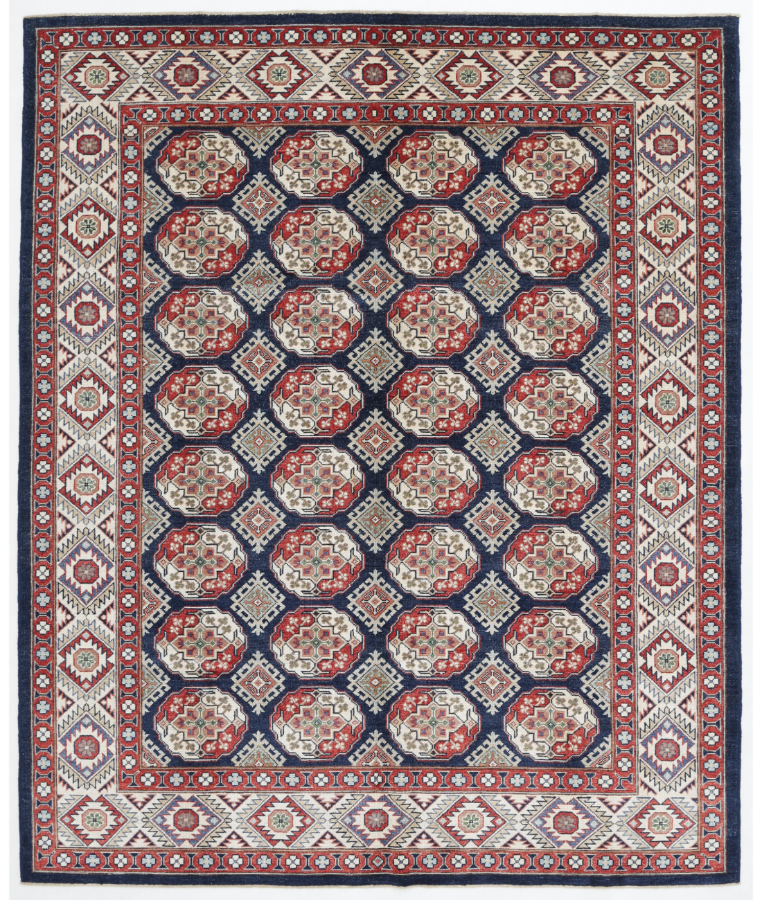 Hand Knotted Humna Wool Rug  - 8&#39; 3&quot; X 9&#39; 9&quot; 8&#39; 3&quot; X 9&#39; 9&quot; (251 X 297) / Blue / Ivory