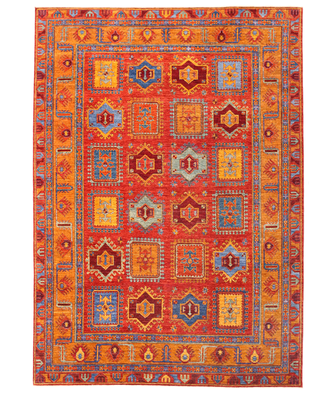 Hand Knotted Humna Wool Rug  - 9&#39; 0&quot; X 12&#39; 9&quot; 9&#39; 0&quot; X 12&#39; 9&quot; (274 X 389) / Red / Gold