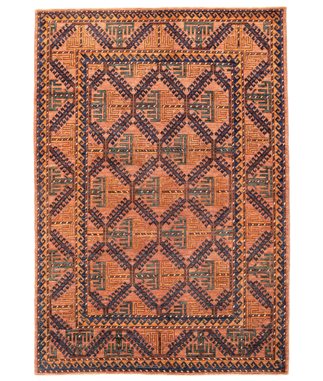 Hand Knotted Humna Wool Rug  - 5&#39; 10&quot; X 8&#39; 8&quot; 5&#39; 10&quot; X 8&#39; 8&quot; (178 X 264) / Brown / Blue