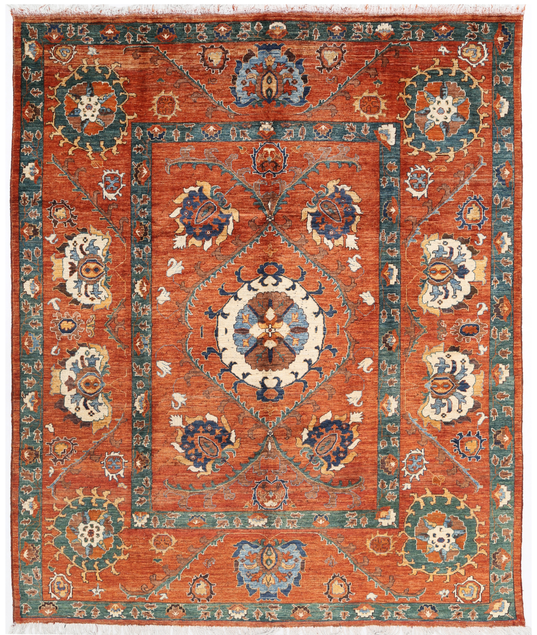 Hand Knotted Humna Wool Rug  - 8&#39; 3&quot; X 10&#39; 0&quot; 8&#39; 3&quot; X 10&#39; 0&quot; (251 X 305) / Rust / N/A