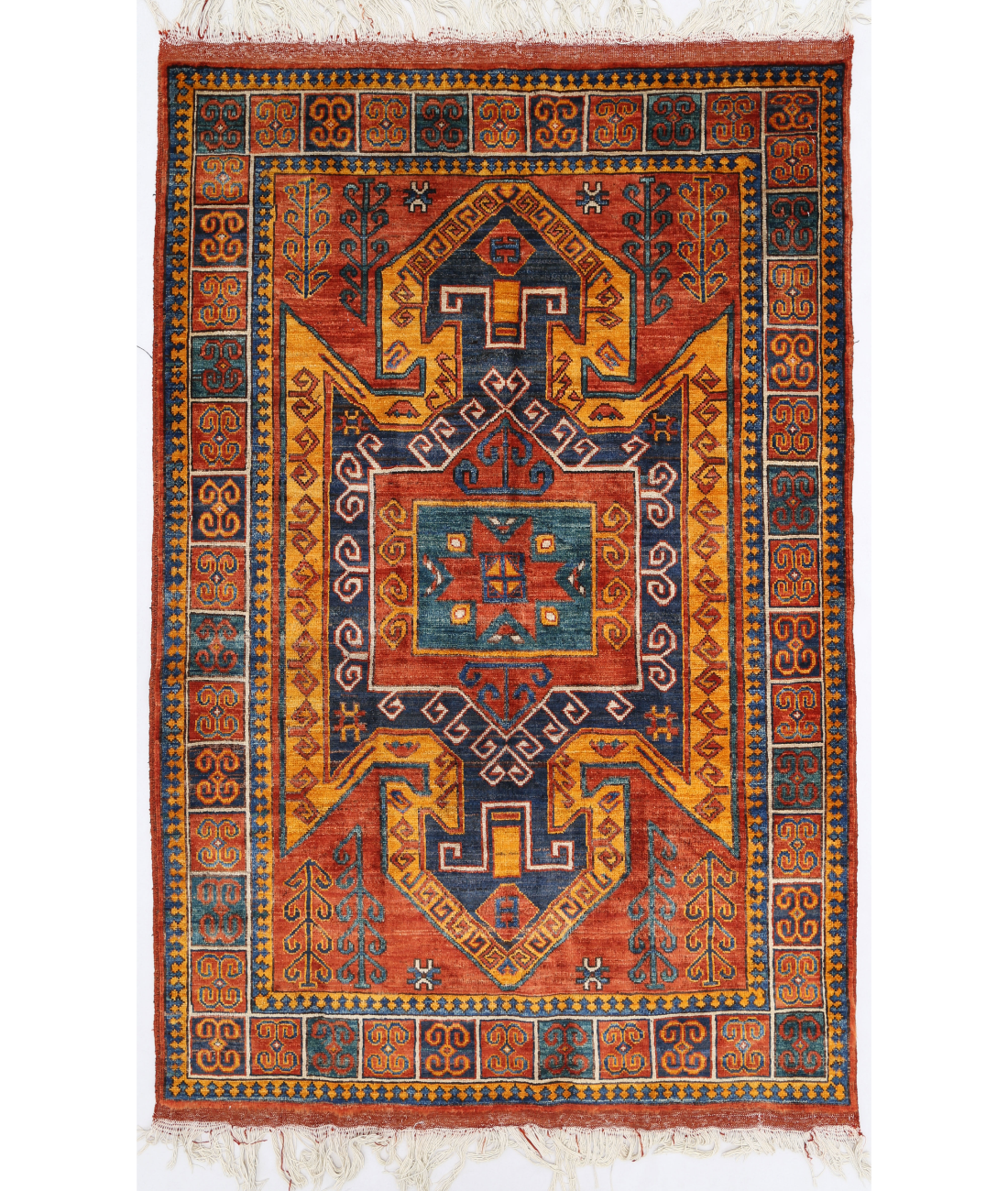 Hand Knotted Humna Wool Rug  - 4' 2" X 6' 3" 4' 2" X 6' 3" (127 X 191) / Red / N/A