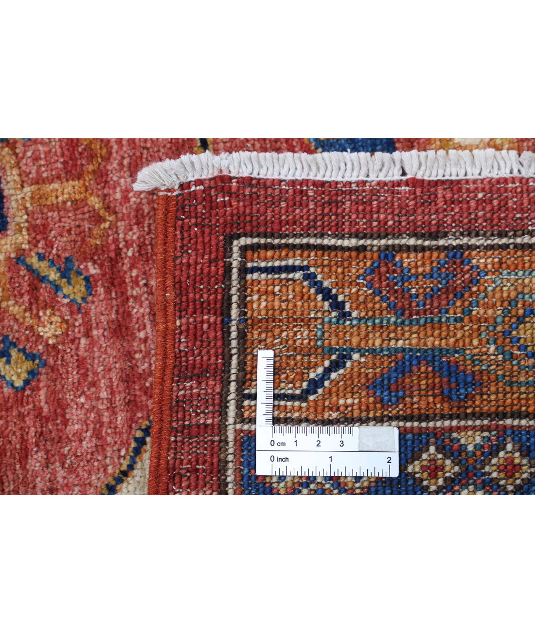 Hand Knotted Nomadic Caucasian Humna Wool Rug - 5'2'' x 7'6'' 5'2'' x 7'6'' (155 X 225) / Red / Blue