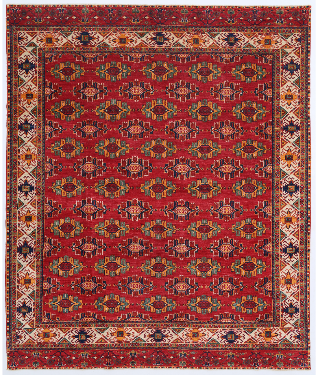 Hand Knotted Humna Wool Rug  - 8&#39; 3&quot; X 9&#39; 9&quot; 8&#39; 3&quot; X 9&#39; 9&quot; (251 X 297) / Red / Ivory