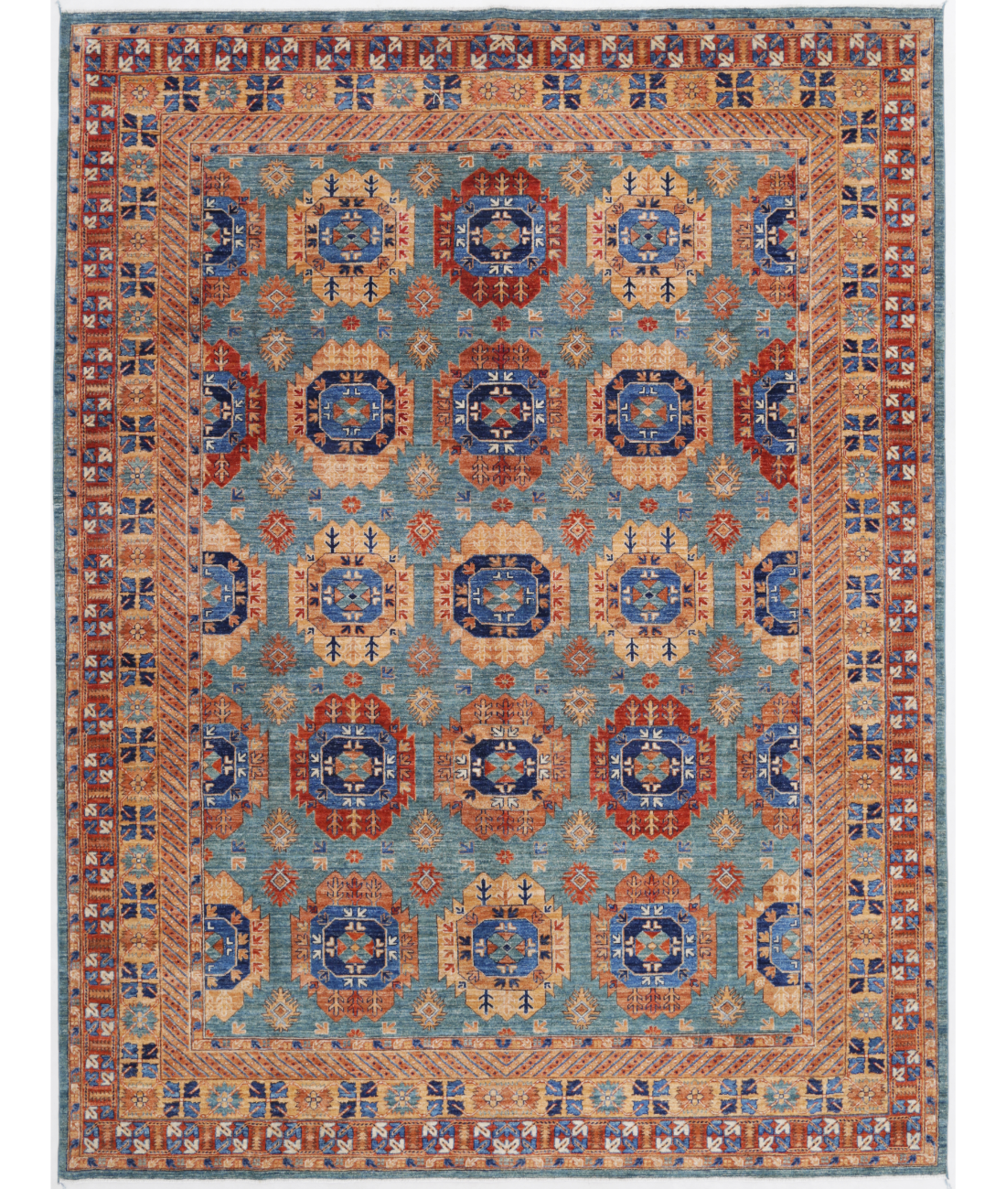 Hand Knotted Humna Wool Rug  - 8&#39; 11&quot; X 11&#39; 10&quot; 8&#39; 11&quot; X 11&#39; 10&quot; (272 X 361) / Green / Gold