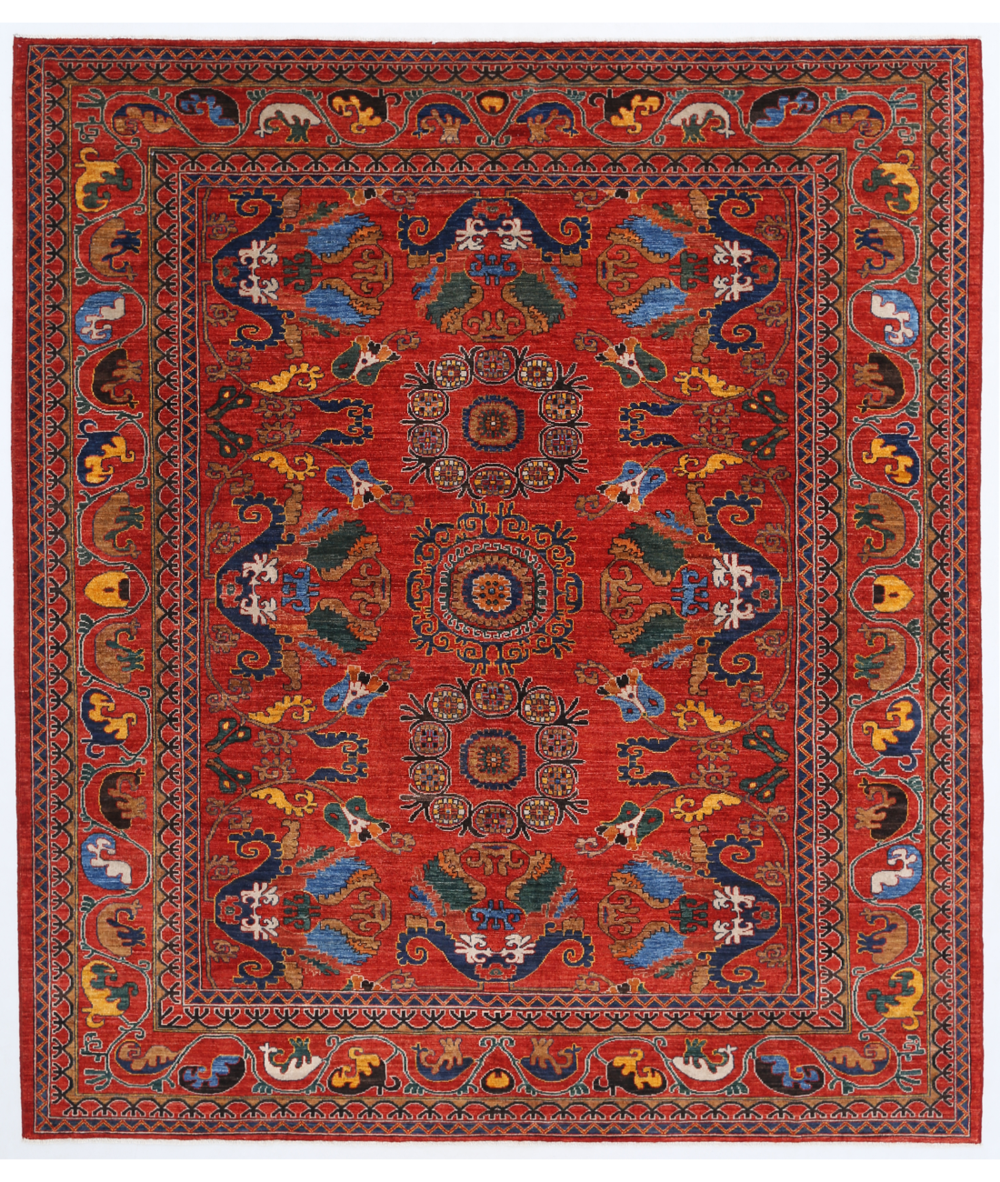 Hand Knotted Humna Wool Rug  - 8&#39; 7&quot; X 9&#39; 9&quot; 8&#39; 7&quot; X 9&#39; 9&quot; (262 X 297) / Red / N/A