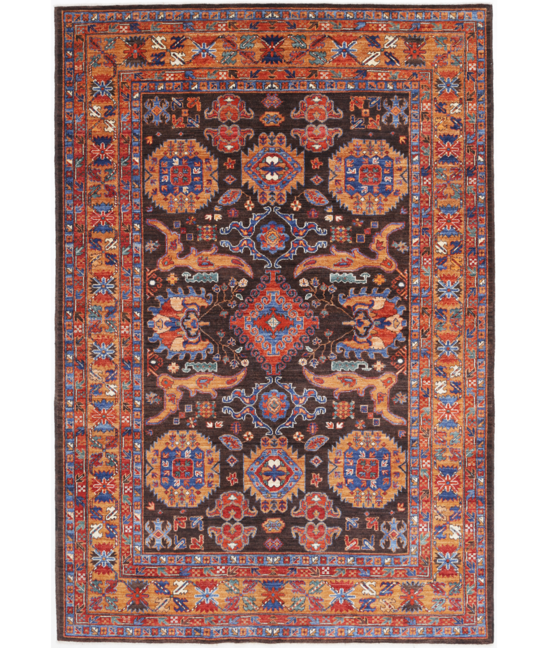 Hand Knotted Humna Wool Rug  - 6&#39; 0&quot; X 8&#39; 1&quot; 6&#39; 0&quot; X 8&#39; 1&quot; (183 X 246) / Brown / Gold