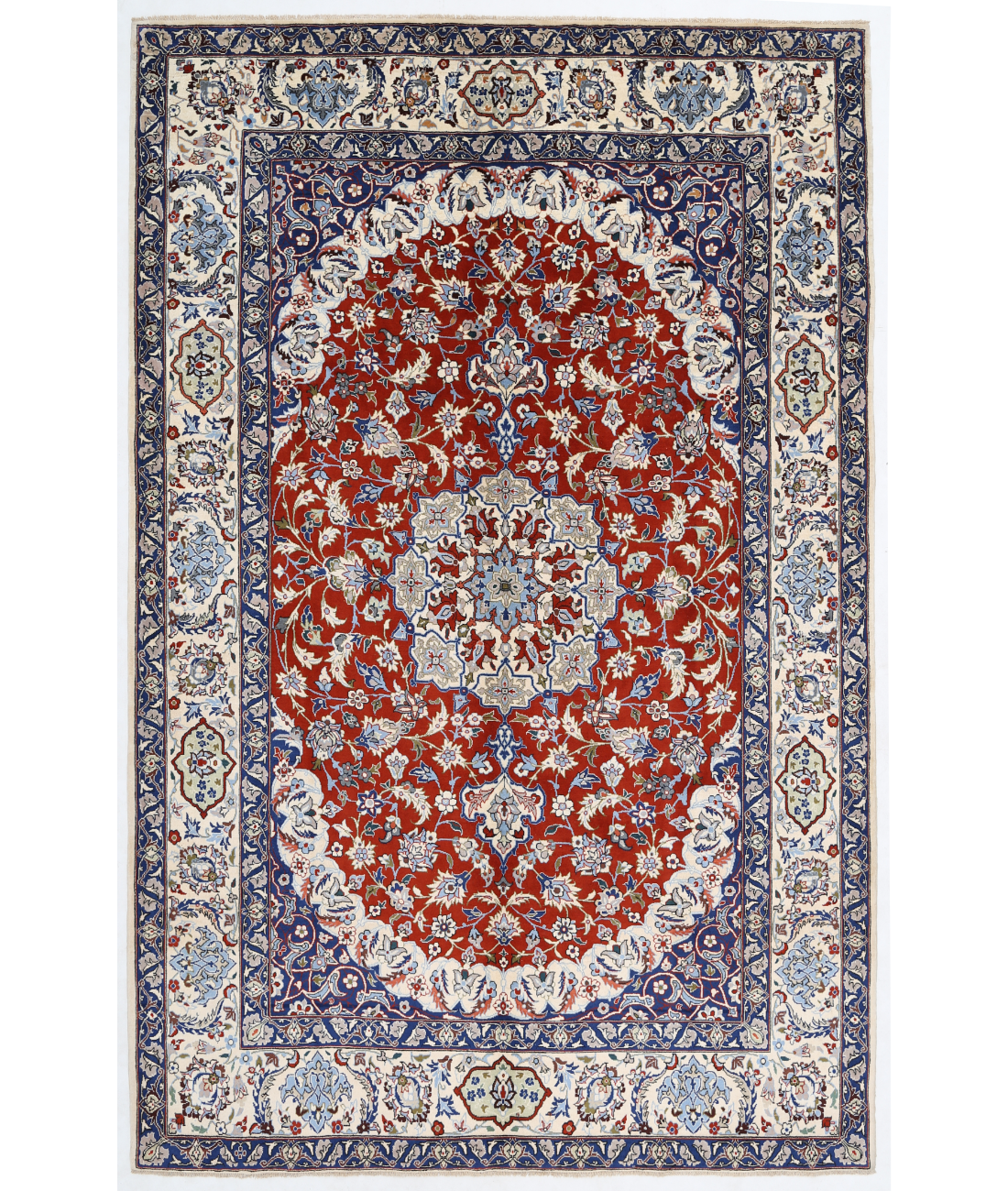 Hand Knotted Isfahan Wool Rug  - 6&#39; 11&quot; X 10&#39; 7&quot; 6&#39; 11&quot; X 10&#39; 7&quot; (211 X 323) / Rust / Ivory